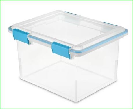 Sterilite 32 Qt Gasket Box Clear Base and Lid Blue Aquarium Set of 4
