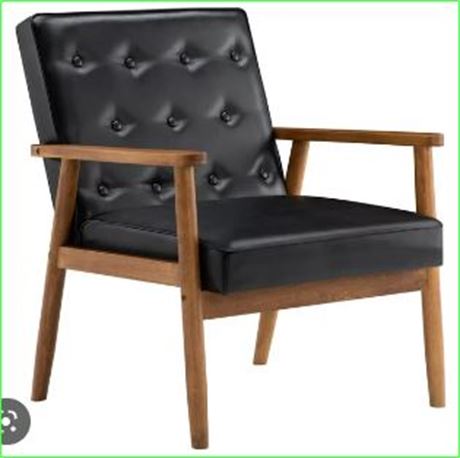 Ktaxon Accent Chair Lounge Armchair, Black Faux Leather