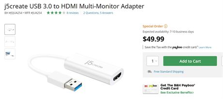 J5 Create USB to HDMI Multi-Monitor Adapter